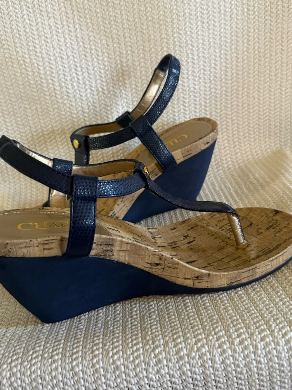 Chaps Women’s Estimated Size 5 Navy Cork Wedge Sandals